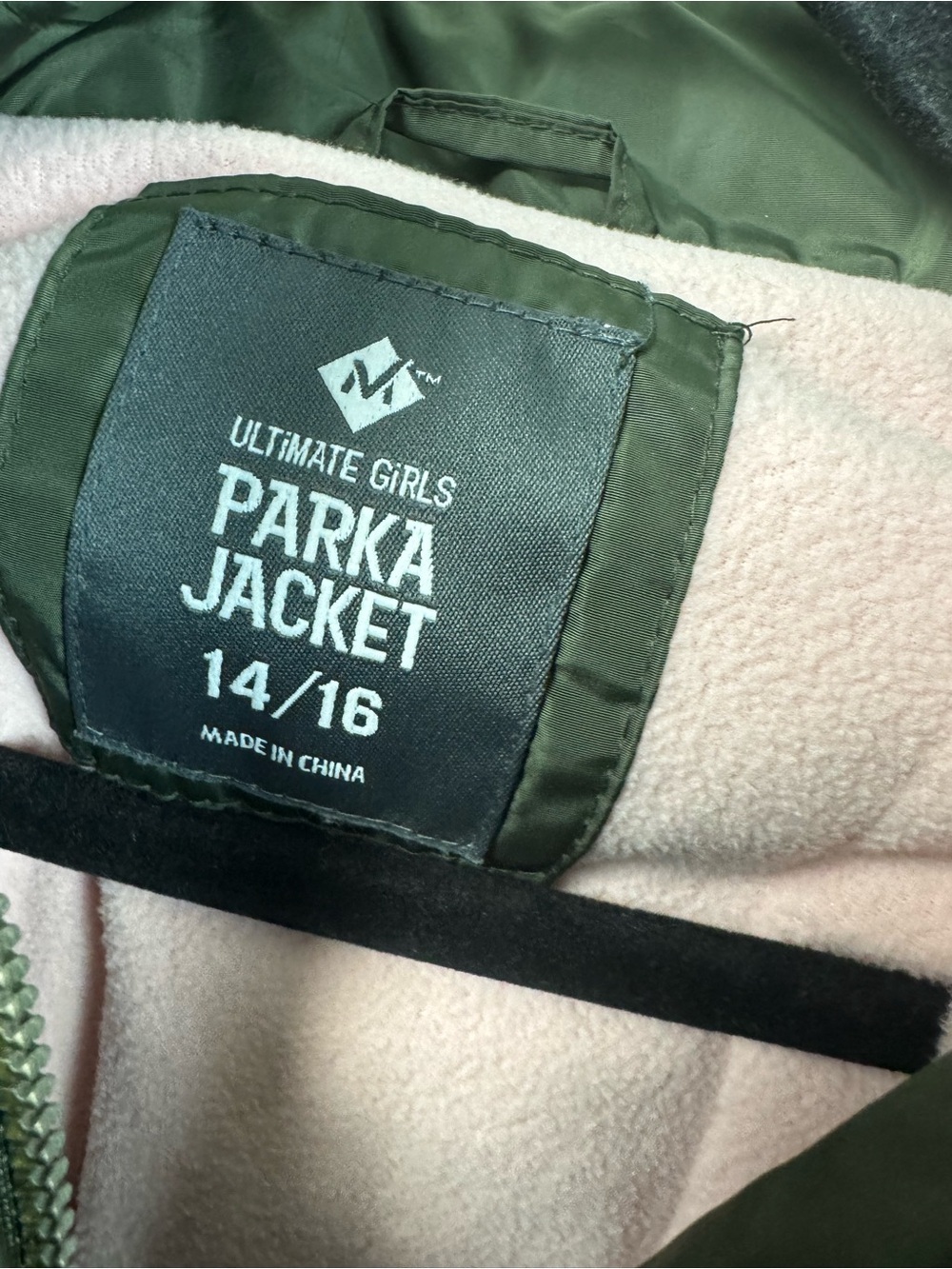Member’s Mark Girls Parka Jacket 14/16 (L) | Olive Green Faux Fur Hood Coat - Picture 5 of 10